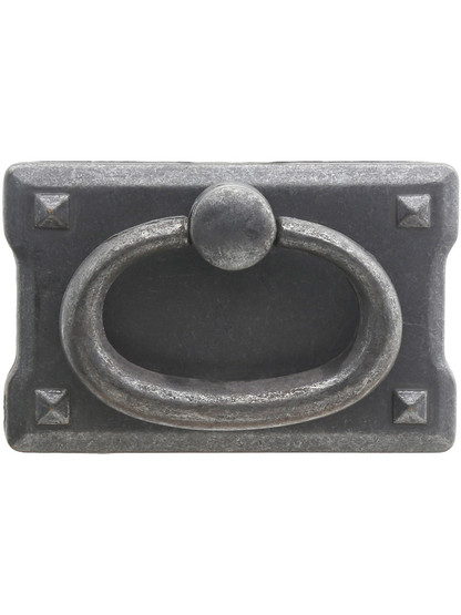 Small Mission Style Drawer Pull in Distressed Black.